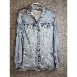 Torrid Denim Womens Trucker Jean Jacket First at Fit Oversized Distress Size L